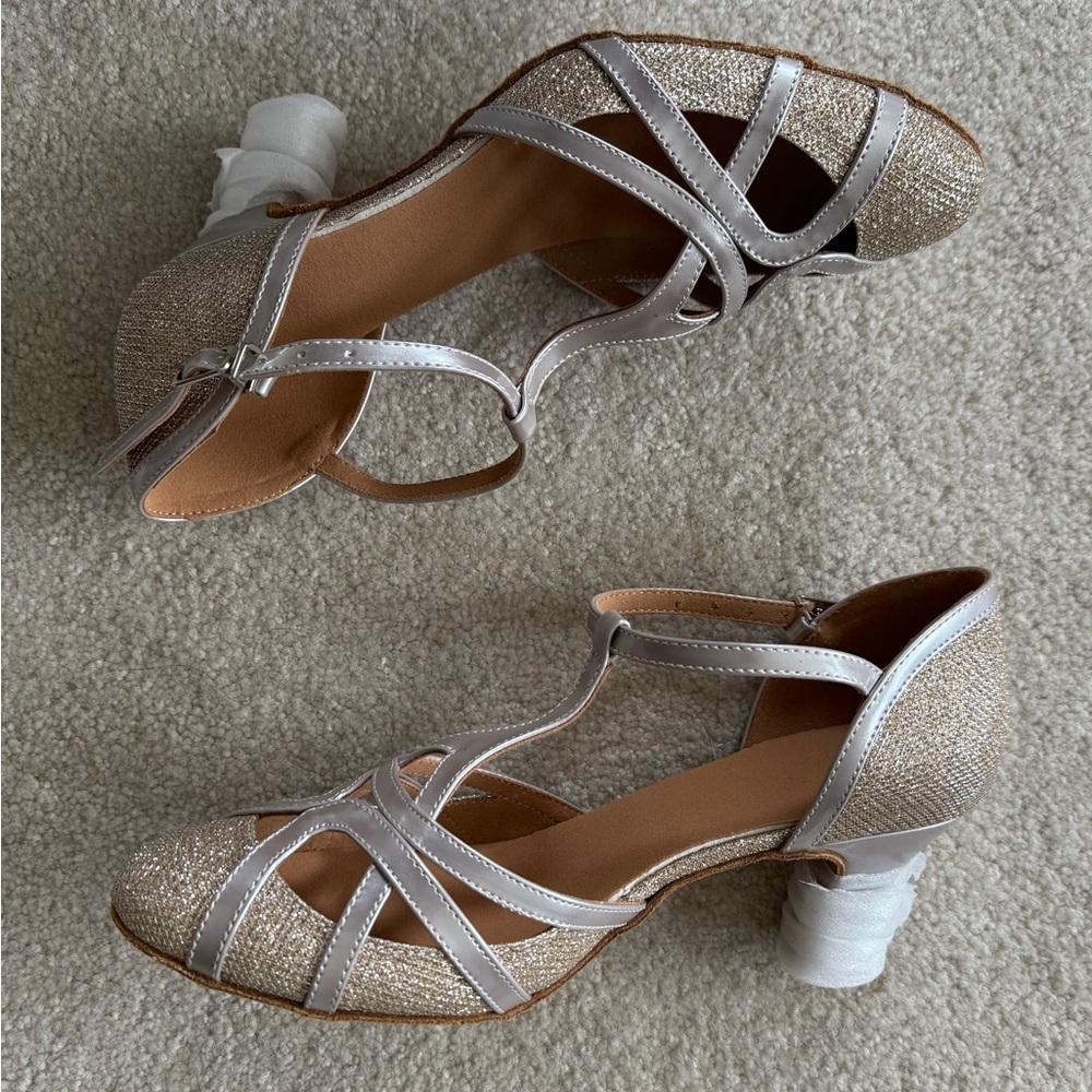 Glitter Silver Strappy Women's Latin Dance Shoes
